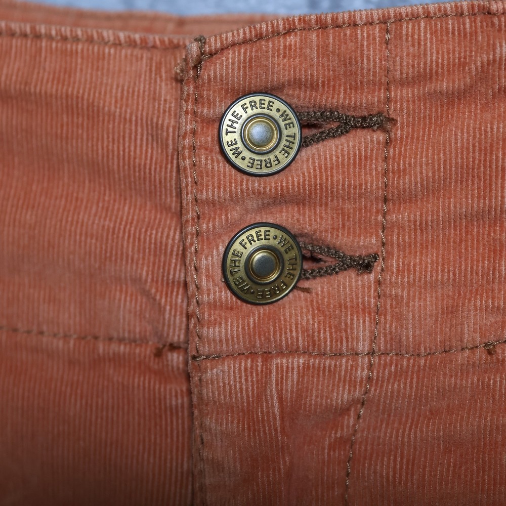 We The Free Womens Pants 31 Orange Corduroy Flared Wide Leg High Rise - Picture 4 of 14